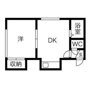 グランドール報恩(1DK/1階)の間取り写真