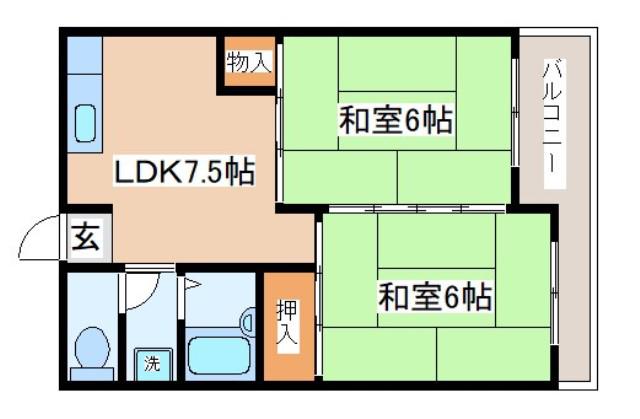 ハイムM2(2LDK/3階)の間取り写真