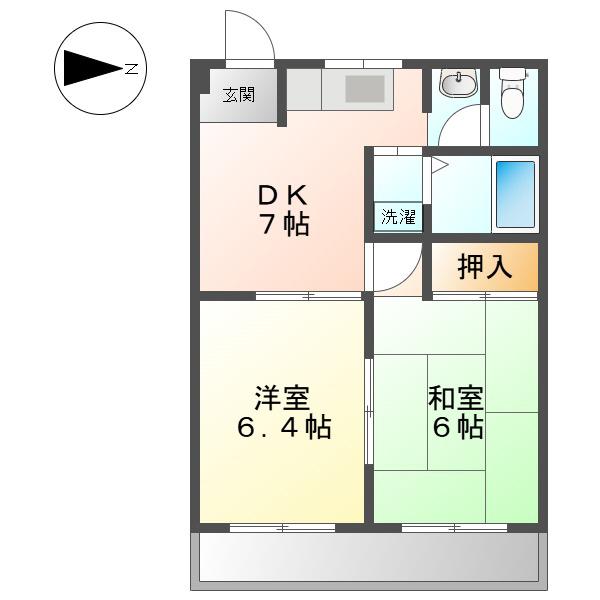 グランドステータス林(2DK/2階)の間取り写真