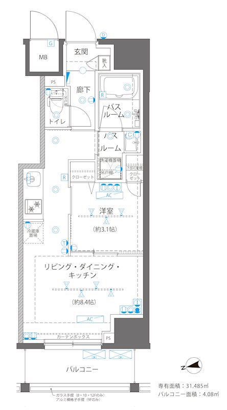 ZOOM浅草ウエスト(1LDK/11階)の間取り写真