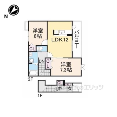 エトワールA(2LDK/2階)の間取り写真