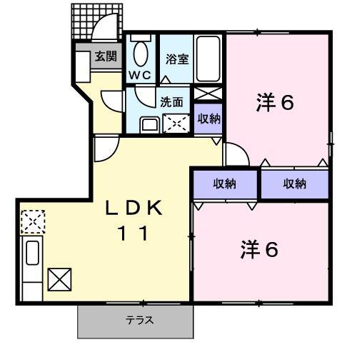 ファインブラザー(2LDK/1階)の間取り写真