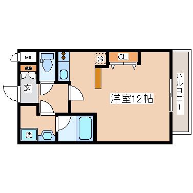 テルマ下祇園(1K/1階)の間取り写真