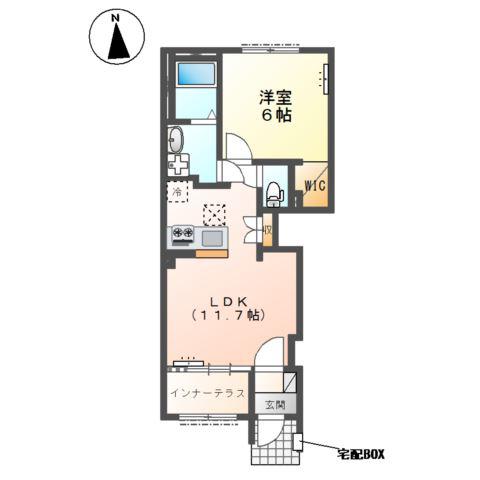土浦市乙戸 (1LDK/1階)の間取り写真