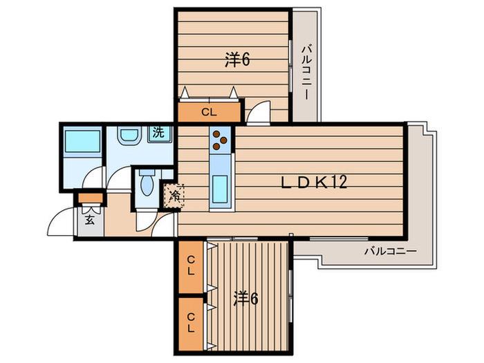 ヴィラージュ日吉(2LDK/3階)の間取り写真
