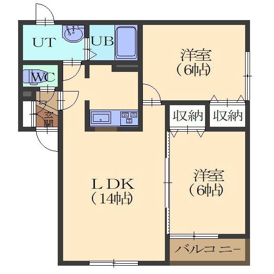 セジュール田家(2LDK/1階)の間取り写真