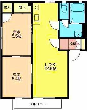 泉の郷A(2LDK/2階)の間取り写真