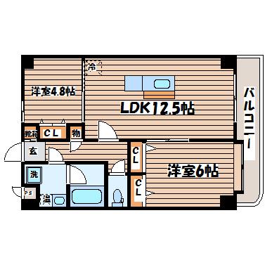 カーサ壱番館(2LDK/1階)の間取り写真