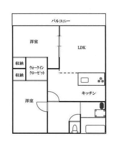 久留米パインハイツ(2LDK/7階)の間取り写真