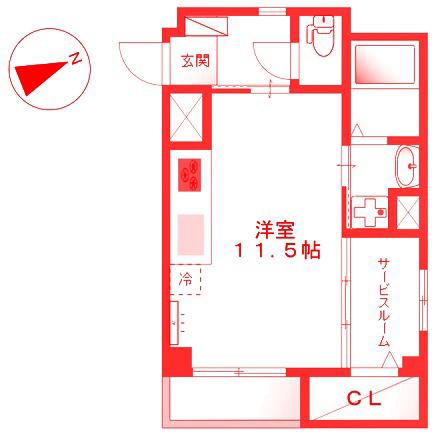 グリーンテラスタマ(ワンルーム/3階)の間取り写真