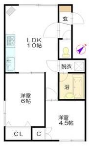 Kビル(2LDK/3階)の間取り写真