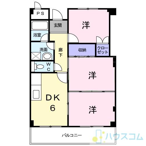 エクセル樋下(3DK/3階)の間取り写真