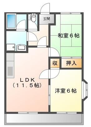 シャインヒルズ滝ノ水(2LDK/1階)の間取り写真