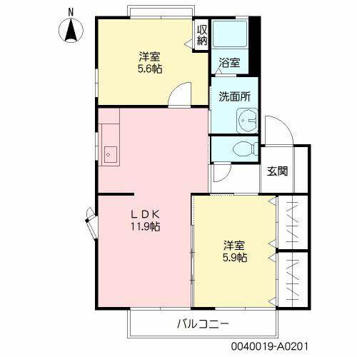 ディアスF(2LDK/2階)の間取り写真