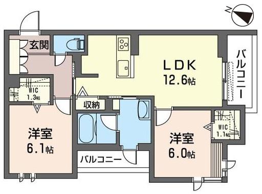 プレシアール SHAMAISON(2LDK/3階)の間取り写真
