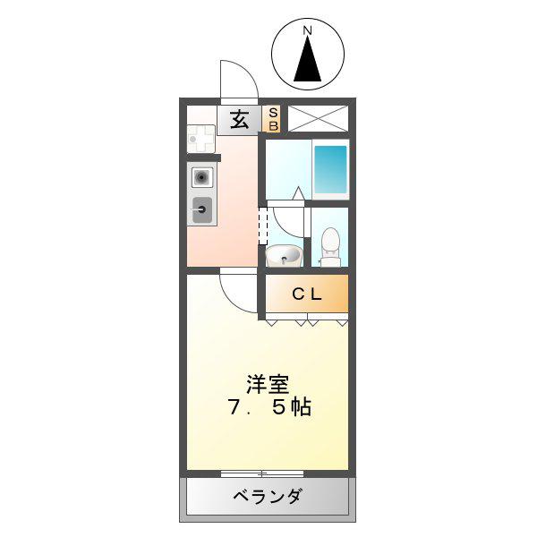 ギャルソニエール泉(1K/1階)の間取り写真