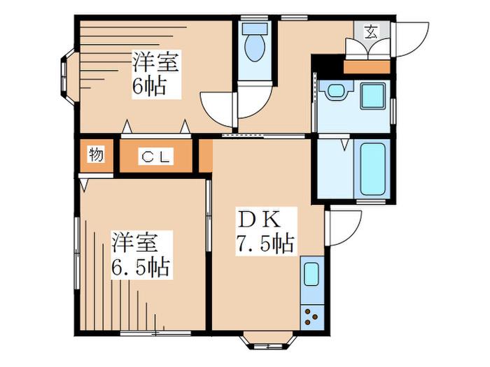 アスティー前原(2DK/1階)の間取り写真
