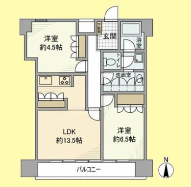 ニュー千鳥町マンション(2LDK/10階)の間取り写真