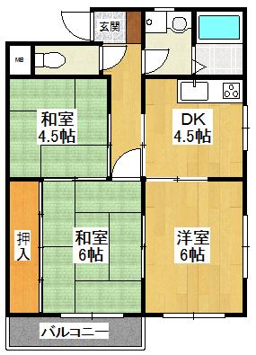 村上マンション(3DK/3階)の間取り写真
