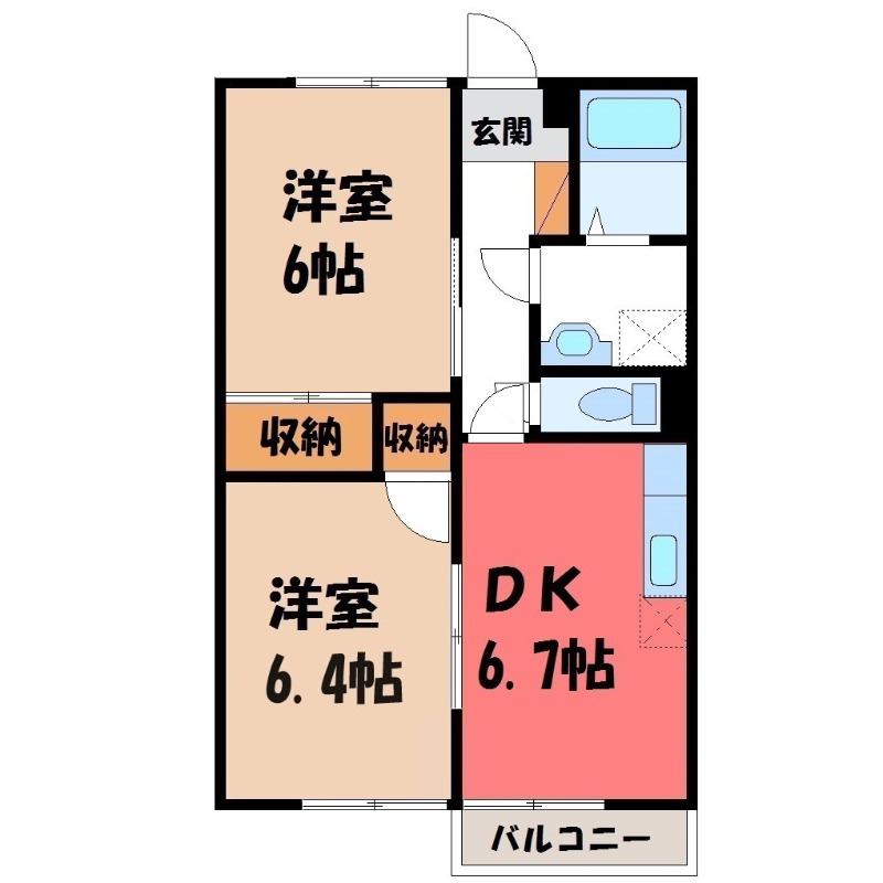 プチメゾン(2DK/1階)の間取り写真