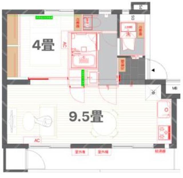 GOODROOM RESIDENCE 座間ホシノタニ団地 1号棟(1LDK/4階)の間取り写真