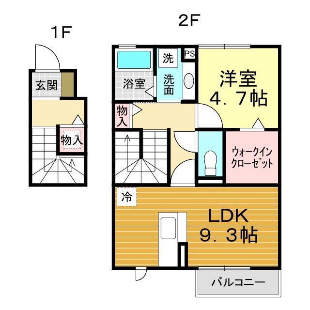 カントリーフォレスト(1LDK/2階)の間取り写真