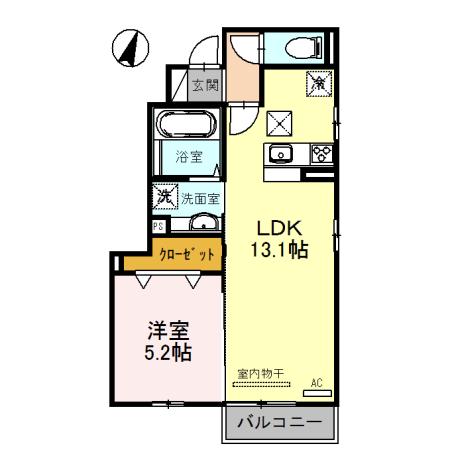 コスモ6(1LDK/1階)の間取り写真