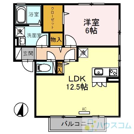 カーサアルペジオB棟(1LDK/1階)の間取り写真