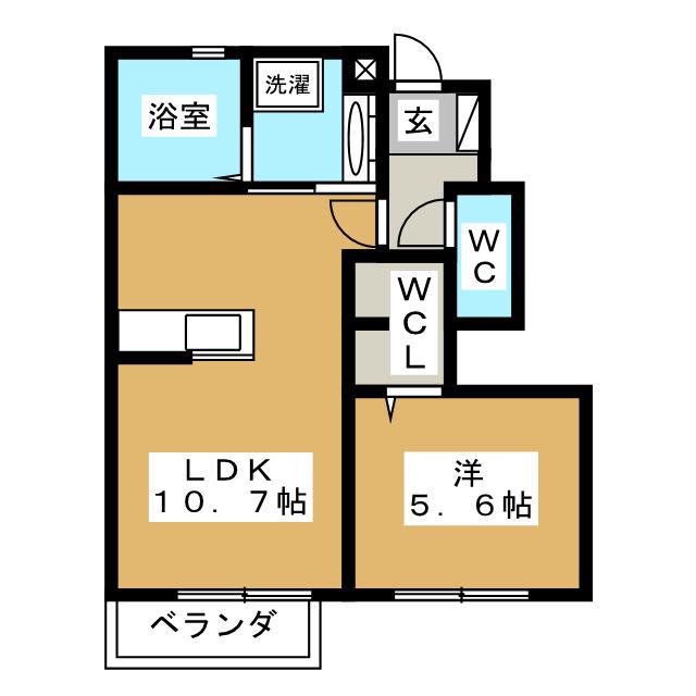 LA・MONTE横山(1LDK/1階)の間取り写真