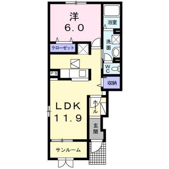 エストレーモ(1LDK/1階)の間取り写真