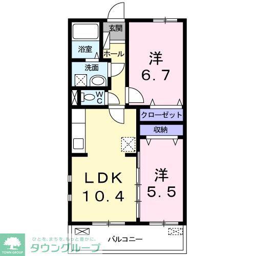N.ウエストコート(2LDK/1階)の間取り写真