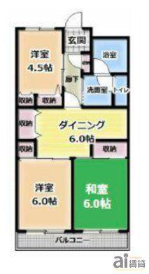 アルカディア岸(3DK/5階)の間取り写真