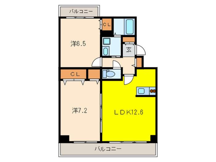 S-FORT北山王(2LDK/4階)の間取り写真