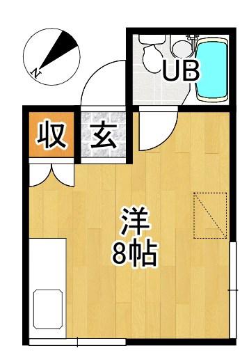 プラザINKEI A棟(ワンルーム/2階)の間取り写真