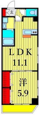 ラヴィエント町屋(1LDK/7階)の間取り写真