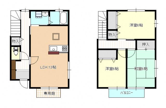 サニースクエアA棟(3LDK/1階)の間取り写真