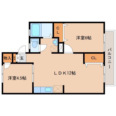 シャトームラキ(2LDK/2階)の間取り写真