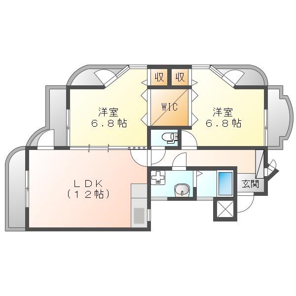 村山ハイツ(2LDK/1階)の間取り写真