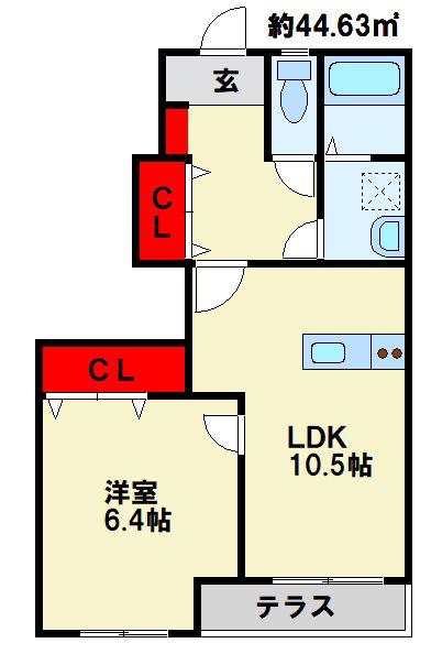 メゾンアシューレ(1LDK/1階)の間取り写真