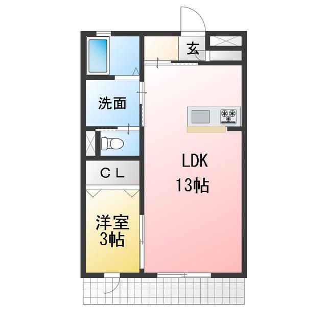 四季の館 松本B棟(1LDK/1階)の間取り写真