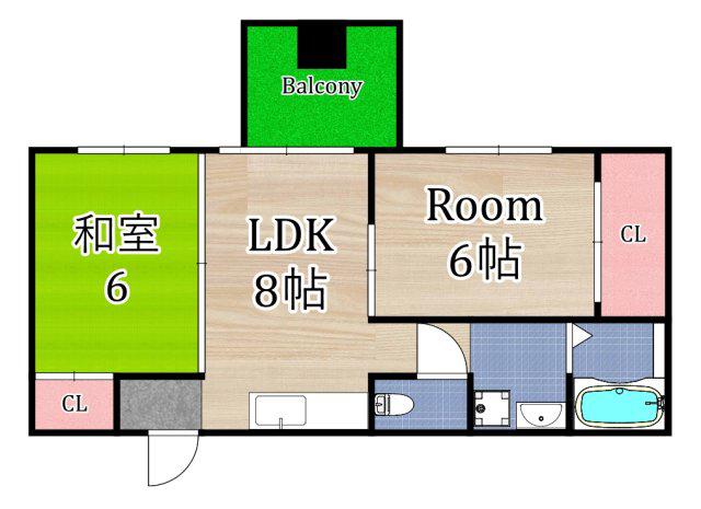 グローリーマンション(2LDK/4階)の間取り写真