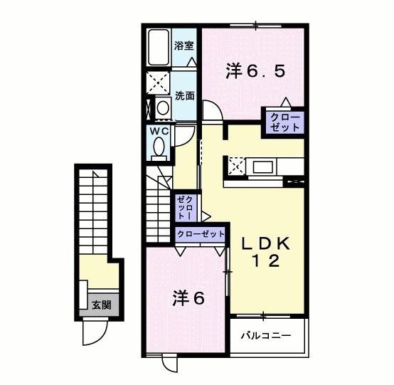 ヴィオラ B(2LDK/2階)の間取り写真