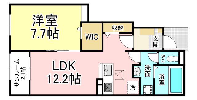 カルムラパン藤乃木II(1LDK/1階)の間取り写真