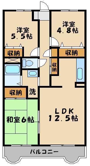 ヴィレッジ駒場(3LDK/4階)の間取り写真