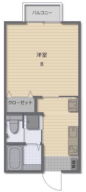 ソレイユ崎岡弐番館(1K/1階)の間取り写真