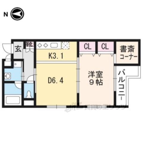 アンダンテ烏丸七条(1LDK/1階)の間取り写真