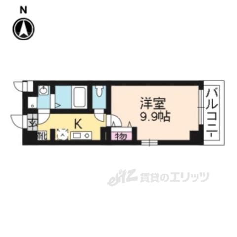 PAESE御池(1K/2階)の間取り写真