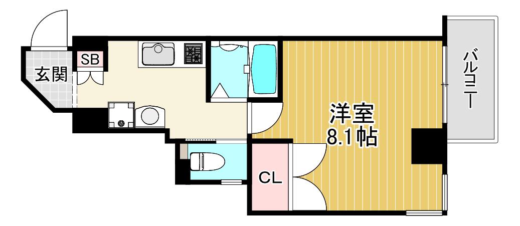 エスカーサ大阪城東(1K/3階)の間取り写真