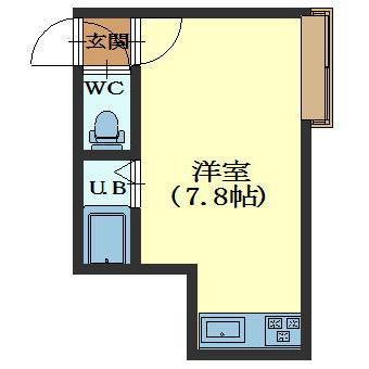 テラハウス万代(ワンルーム/1階)の間取り写真