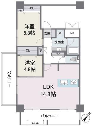 アビターレ薬院南(1LDK/9階)の間取り写真